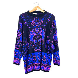 Women's Vintage Purple and Black Sweater M